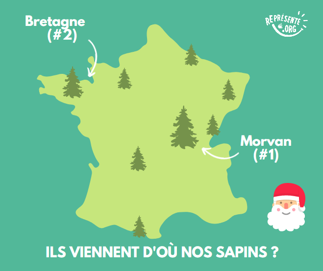 Lieux de production des sapins de Noël en France.